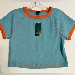 Wild Fable Teal and Orange Short Sleeve Top